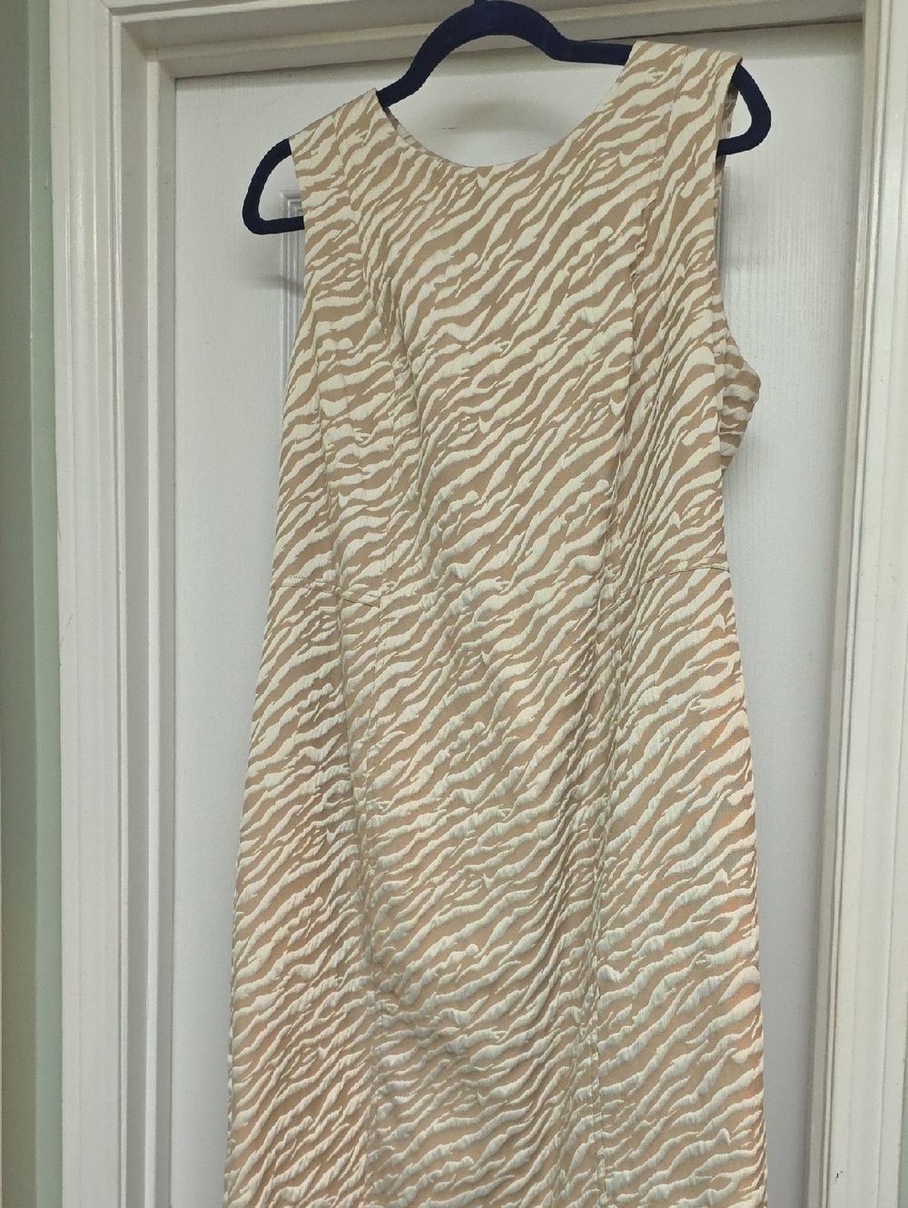 Calvin Klein Beige and Cream Zebra-Print Midi Dress